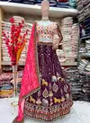 Tew Faux Gorgette Silk Fabric With 5mm Sequence Embroidery Work Lahenga And Blouse Dupatta Bulk Orders In India